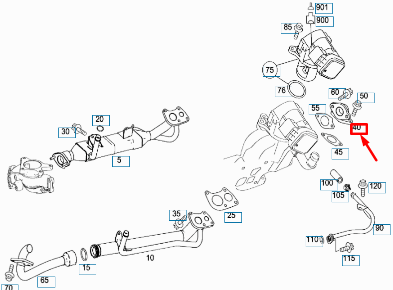 NEW MERCEDES-BENZ ML W164 EGR RECIRCULATION PIPE A6421401308 ORIGINAL