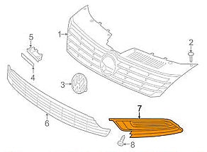NEW VOLKSWAGEN CC 358 RIGHT FOG LIGHT GRILLE 3C8854662A041 3C8854662A 041