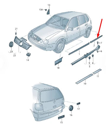 NEW VOLKSWAGEN POLO 9N REAR LEFT DOOR LOWER MOLDING 6Q4853753AGRU