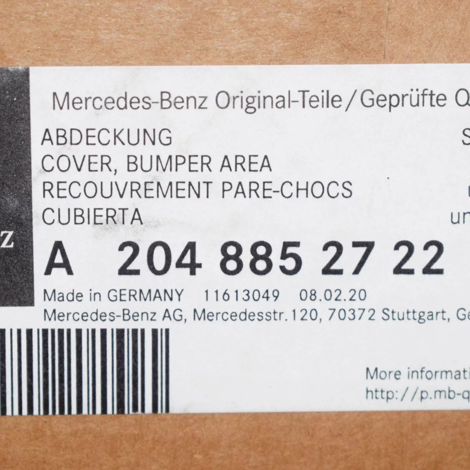 NEW MB GLK-CLASS X204 FRONT BUMPER LOWER GRILLE CHROME TRIM A2048852722 ORIGINAL