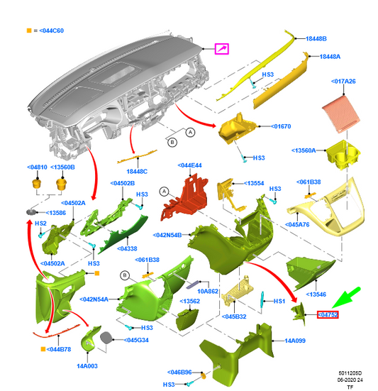 new ford transit custom mk1 instrument panel left cover rhd 2311700 original