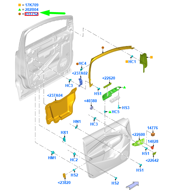 new ford kuga mk2 c520 front door trim right upper moulding 2201870 original