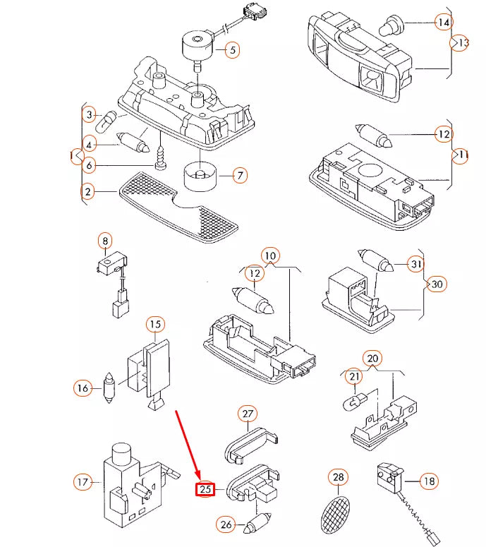 NEW VOLKSWAGEN BEETLE 9C DOOR WARNING LIGHT 1J0947411E