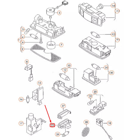 NEW VOLKSWAGEN BEETLE 9C DOOR WARNING LIGHT 1J0947411E