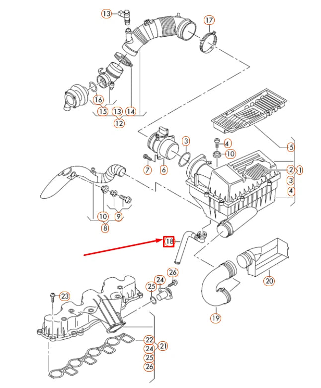 NEW AUDI A3 8P AIR FILTER HOUSING AIR BOX WATER DRAIN PIPE 1K0129637D ORIGINAL