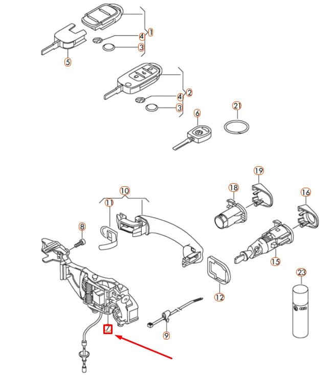 NEW VW EOS FRONT RIGHT EXTERIOR DOOR HANDLE MOUNTING BASE 1Q0837886B ORIGINAL