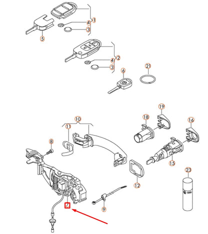 NEW VW EOS FRONT RIGHT EXTERIOR DOOR HANDLE MOUNTING BASE 1Q0837886B ORIGINAL