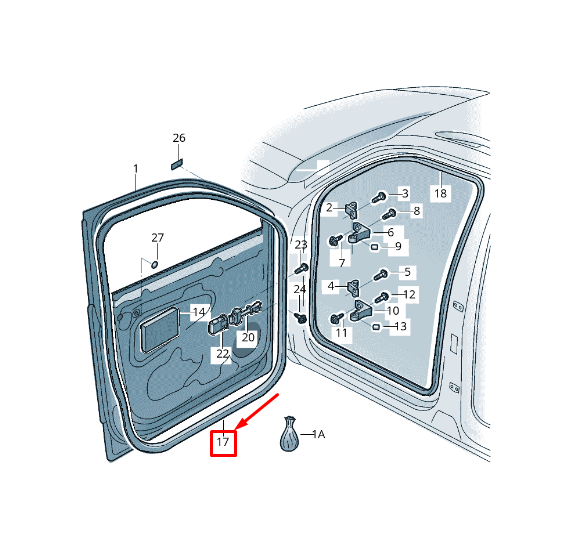 new vw tiguan ad front right outer door seal rubber 5na837702a5ap original