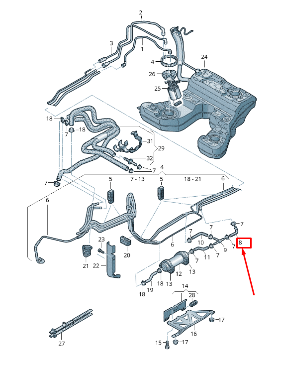 new audi a8 4h fuel feed hose 4h0201541p original