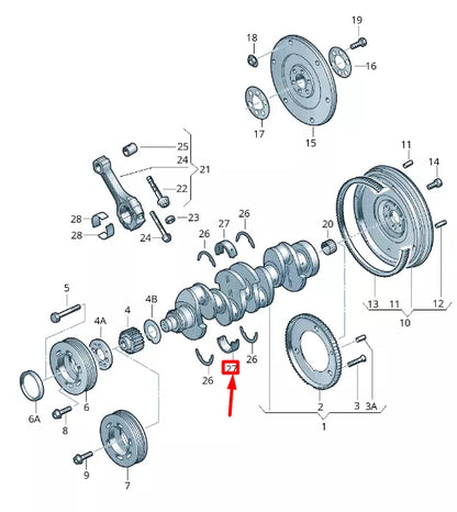 NEW VOLKSWAGEN CADDY 2K MK3 LOWER CRANKSHAFT BEARING SHELL 050105591GLB GEUNUINE