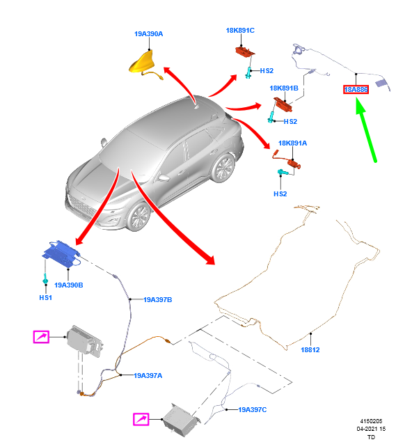 new ford kuga mk3 replacement aerial rod assy 2524579 lj6t-18a886-be original