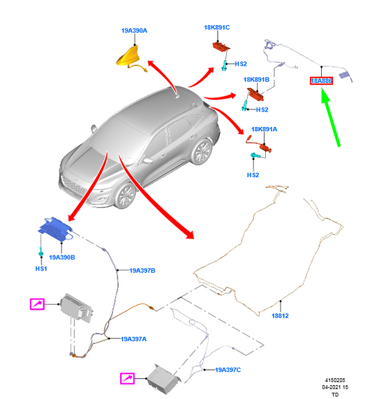 new ford kuga mk3 replacement aerial rod assy 2524579 lj6t-18a886-be original
