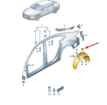NEW VOLKSWAGEN ARTEON 3H7 REAR LEFT WHEEL HOUSING LINER 3G8810971 ORIGINAL