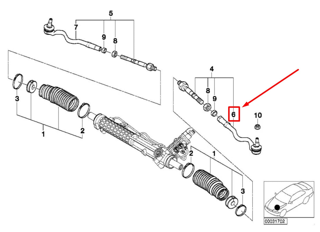 NEW BMW 3 CABRIO E46 STEERING TIE ROD END 32212229367 2229367 ORIGINAL