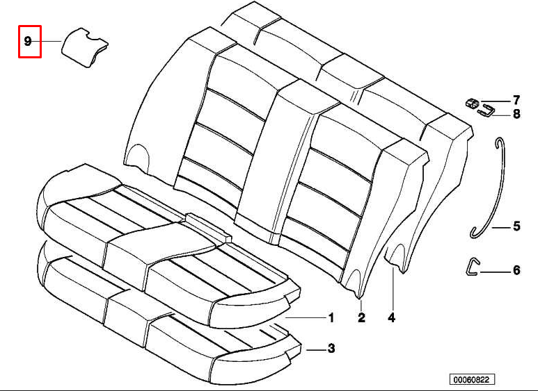 new bmw 3 e46 isofix cover rear seat 52207009903 2005 original