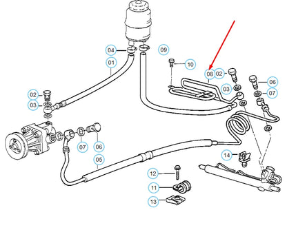 NEW BMW 3 E36 RETURN PIPE WITH COOLING COIL 32411093247 ORIGINAL