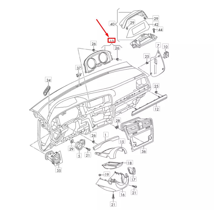 NEW VOLKSWAGEN GOLF MK7 INSTRUMENT CLUSTER TRIM 5G0857189BFQZ ORIGINAL