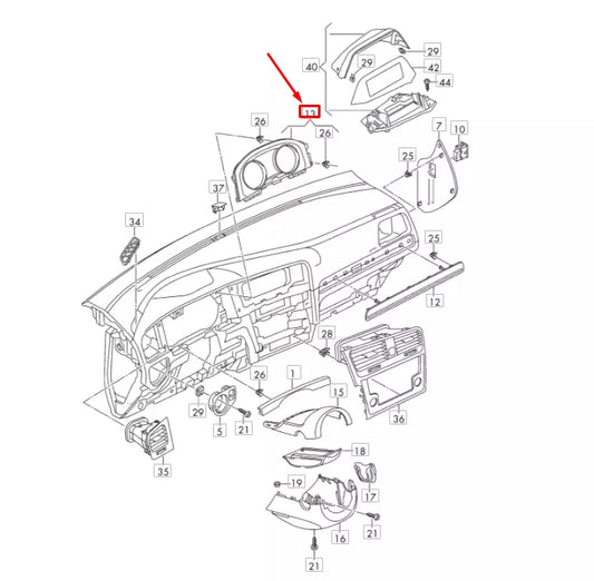 NEW VOLKSWAGEN GOLF MK7 INSTRUMENT CLUSTER TRIM 5G0857189BFQZ ORIGINAL