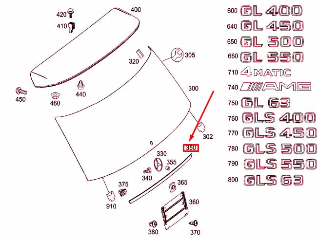 NEW MERCEDES-BENZ GLS X166 REAR PANEL DOOR HANDLE MOLDING A1667400093 ORIGINAL