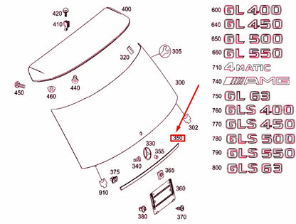 NEW MERCEDES-BENZ GLS X166 REAR PANEL DOOR HANDLE MOLDING A1667400093 ORIGINAL