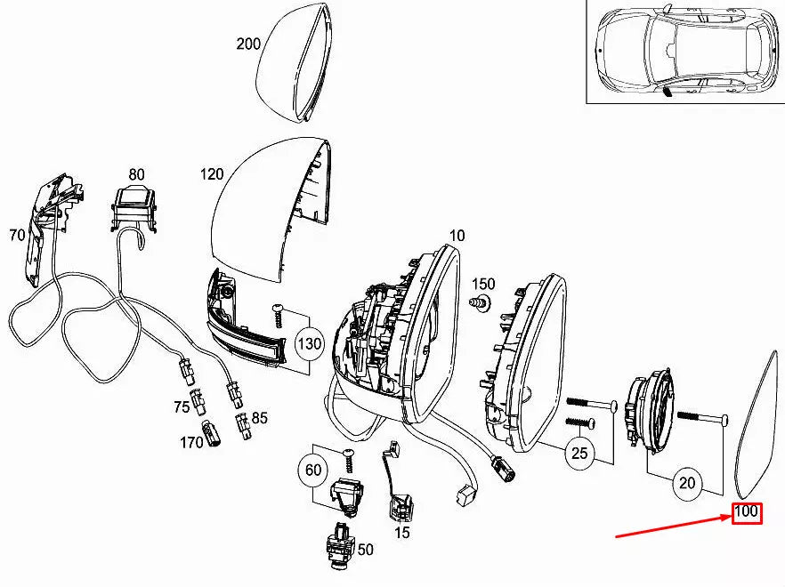 NEW MERCEDES-BENZ A W177 FRONT LEFT DOOR MIRROR GLASS A0998102101 ORIGINAL