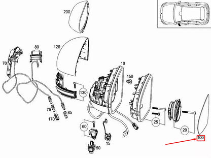 NEW MERCEDES-BENZ A W177 FRONT LEFT DOOR MIRROR GLASS A0998102101 ORIGINAL