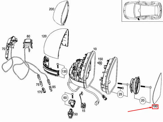 NEW MERCEDES-BENZ A W177 FRONT LEFT DOOR MIRROR GLASS A0998102101 ORIGINAL