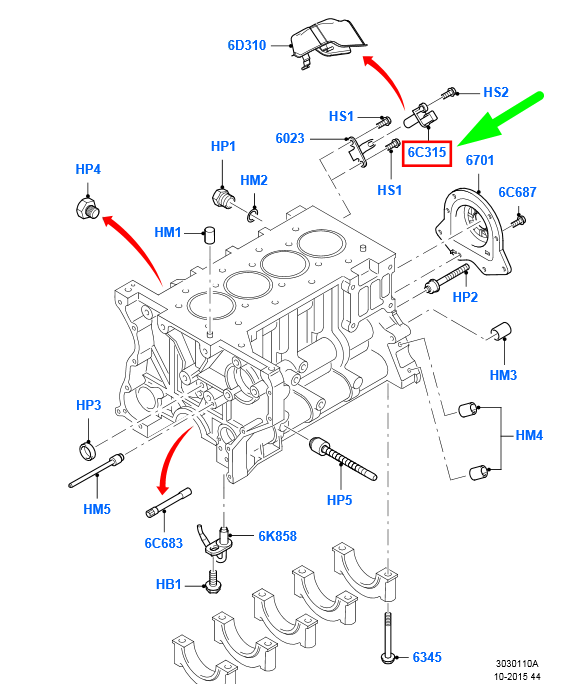 new ford transit mk3 crankshaft position sensor 6740816 948f-6c315-aa original
