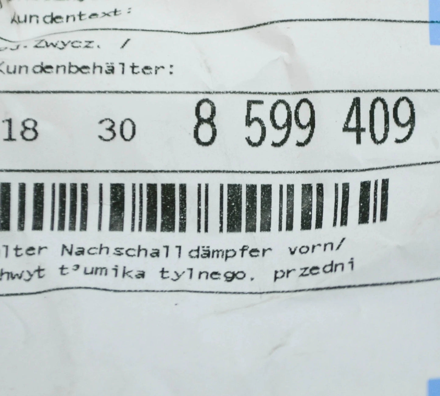 NEW BMW 3 G20 REAR EXHAUST SILENCER FRONT BRACKET 18308599409 ORIGINAL