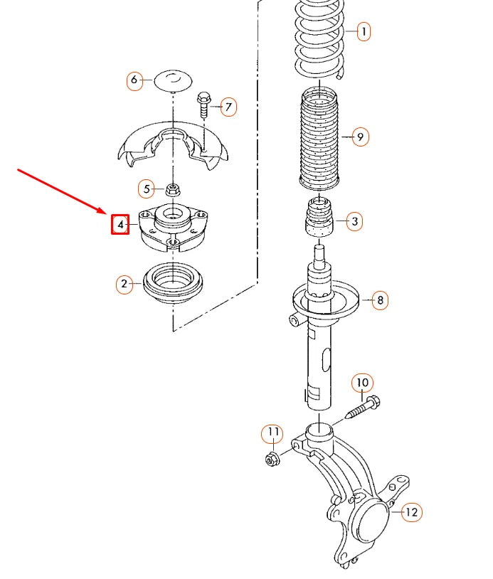 NEW AUDI A3 8P FRONT SUSPENSION UPPER STRUT MOUNT 1K0412331B