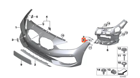 NEW BMW 1 F40 FRONT RIGHT BUMPER LOWER COVER BRACKET 51117459732 ORIGINAL