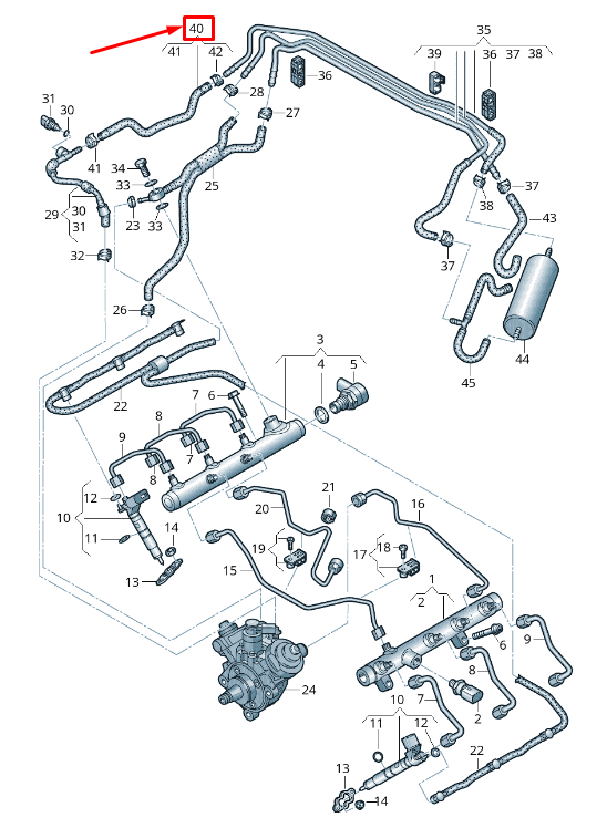 NEW AUDI Q7 4L FUEL SUPPLY HOSE 4L0130313J ORIGINAL