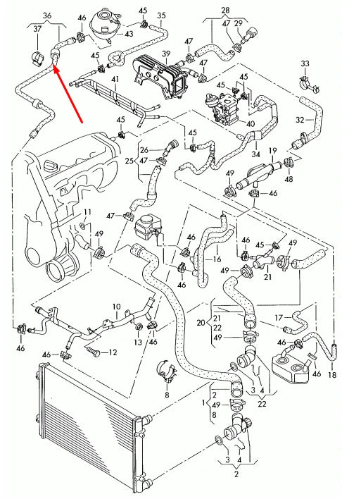 NEW VOLKSWAGEN BEETLE 9C1 COOLANT HOSE PIPE 1J0122109CD 1.9 TDI ORIGINAL