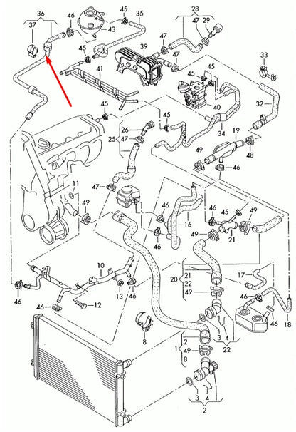 NEW VOLKSWAGEN BEETLE 9C1 COOLANT HOSE PIPE 1J0122109CD 1.9 TDI ORIGINAL