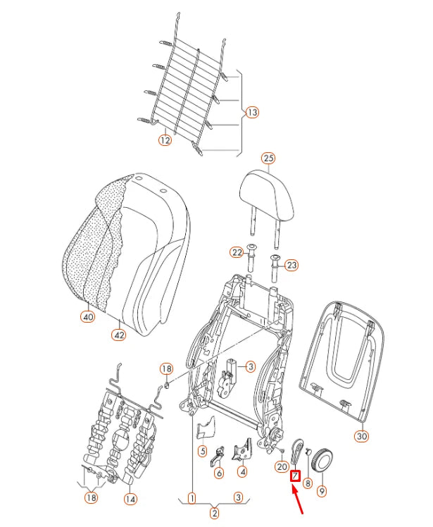 NEW AUDI Q3 8U FRONT LEFT SEAT BACKREST ADJUSTMENT HANDLE 5N088160582V ORIGINAL