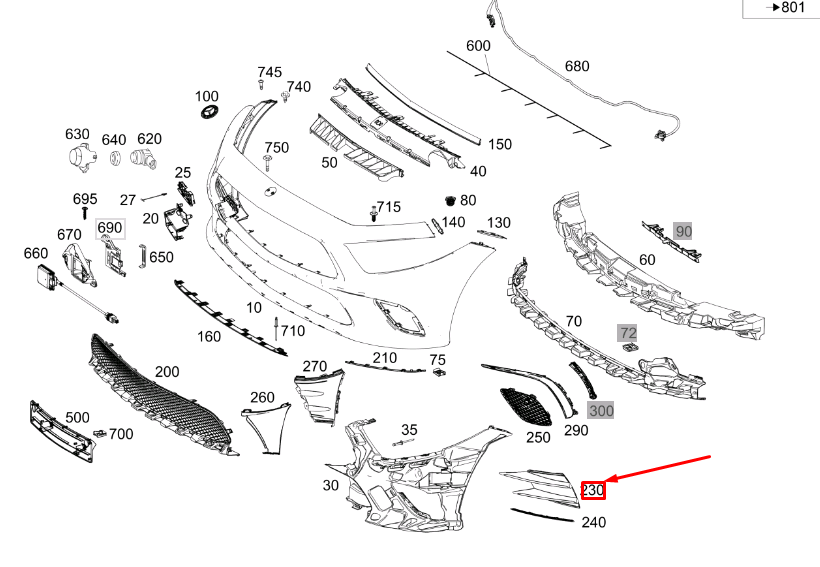 new mb cls c257 front bumper left lower side grille cover a2578857101 original