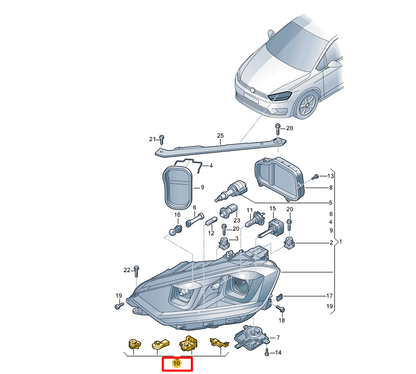 NEW VW GOLF SPORTSVAN AM1 LEFT HEADLIGHT BRACKET MOUNT REPAIR 510998225A