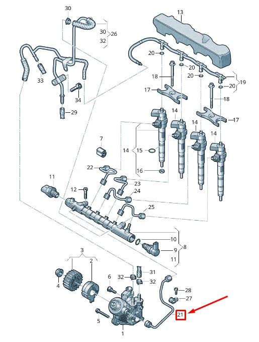 NEW VOLKSWAGEN ARTEON 3H7 HIGH PRESSURE PUMP PRESSURE PIPE 04L130321