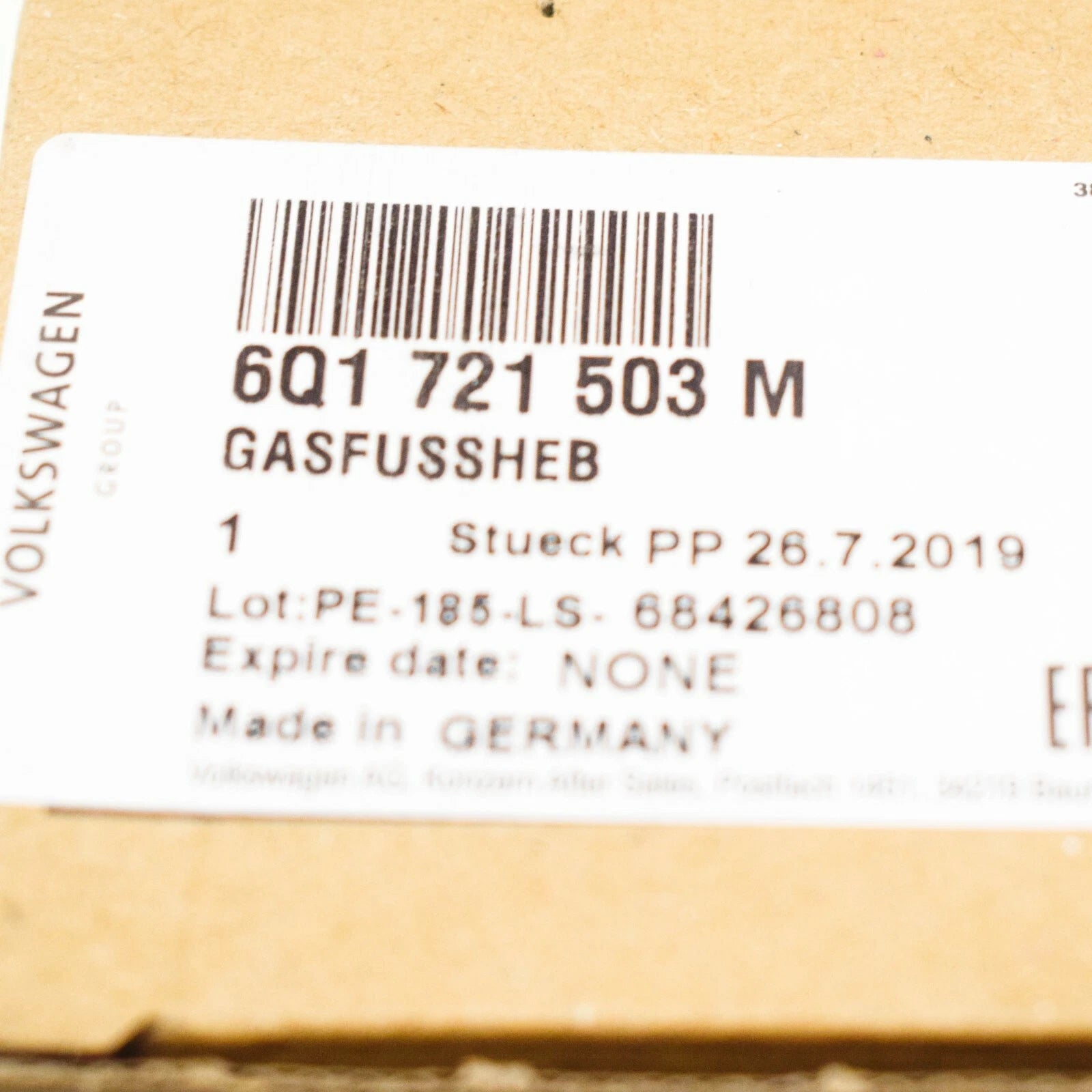 NEW AUDI A1 8X ACCELERATOR PEDAL LHD 6Q1721503M ORIGINAL