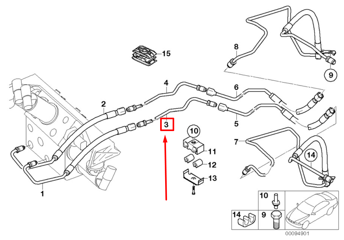 new bmw 7 e65, e66, e67 pressure hose assembly 37106780556 6780556 original