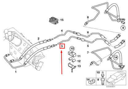 new bmw 7 e65, e66, e67 pressure hose assembly 37106780556 6780556 original