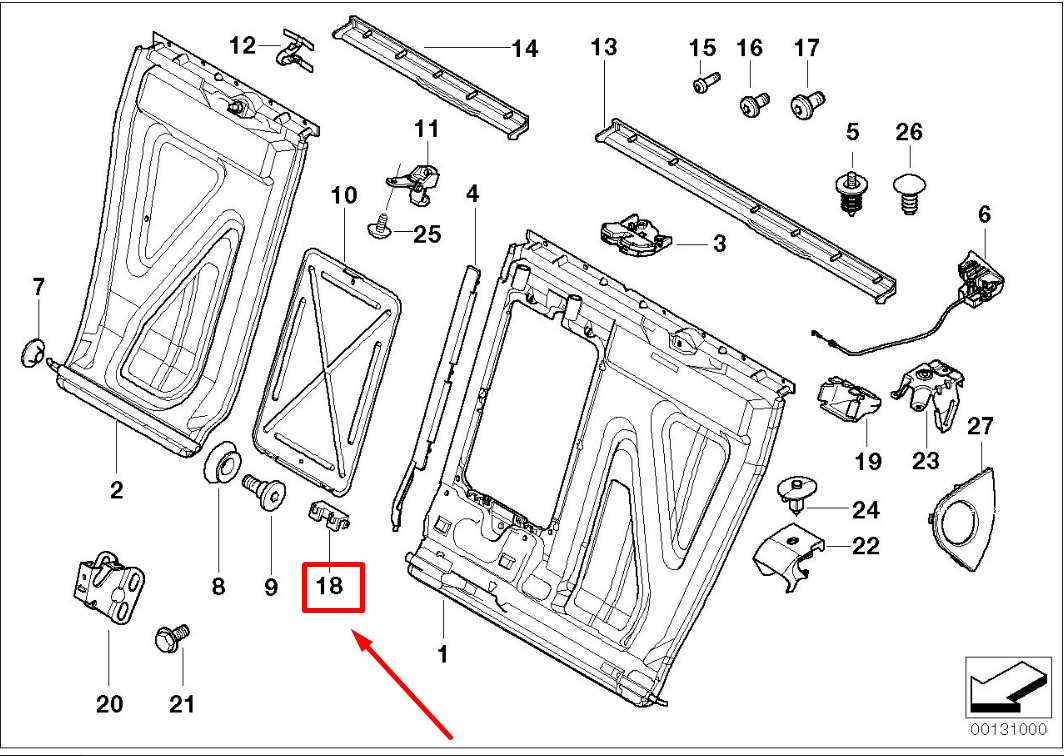 new bmw 3 e46 rear seat frame hinge 52207000334 7000334 original