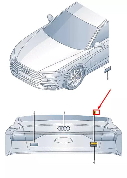 NEW AUDI A8 D5 REAR LID 'HORCH' EMBLEM 4N58536012ZZ ORIGINAL