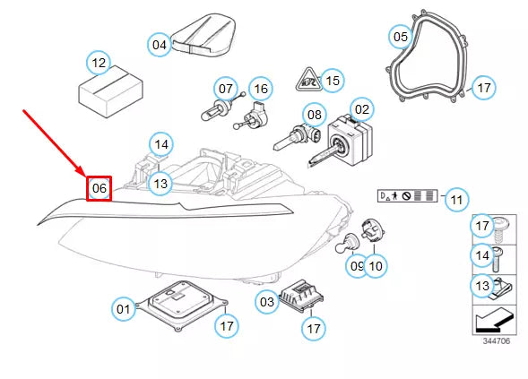 NEW BMW 3 E90 GASKET HEADLIGHT LEFT FRONT 63117174517 7174517 ORIGINAL