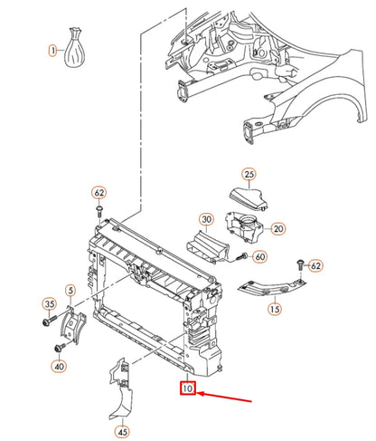 NEW VW PASSAT B8 COOLANT RADIATOR MOUNTING LOCK CARRIER 561805588B9B9 ORIGINAL