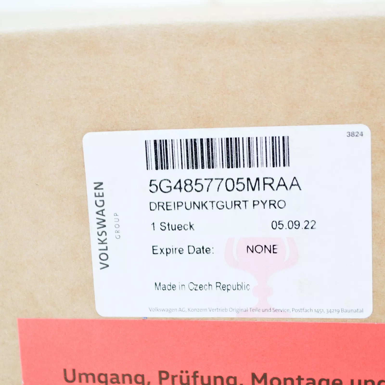 NEW VW GOLF VII 5G MK7 FRONT LEFT SEATBELT LHD 5G4857705MRAA ORIGINAL