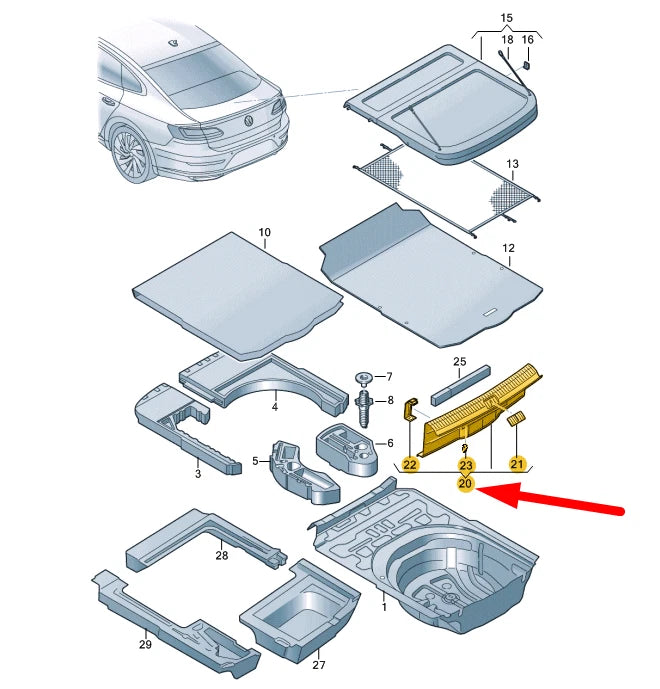 NEW VOLKSWAGEN ARTEON 3H7 TRUNK LOCK CARRIER COVER TRIM 3G8863459C82V ORIGINAL