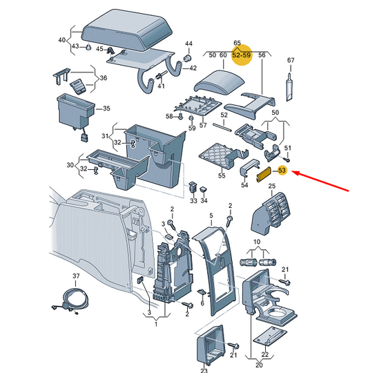 new vw touran 1t console armrest rear hinge cover 1t0863372q70 original