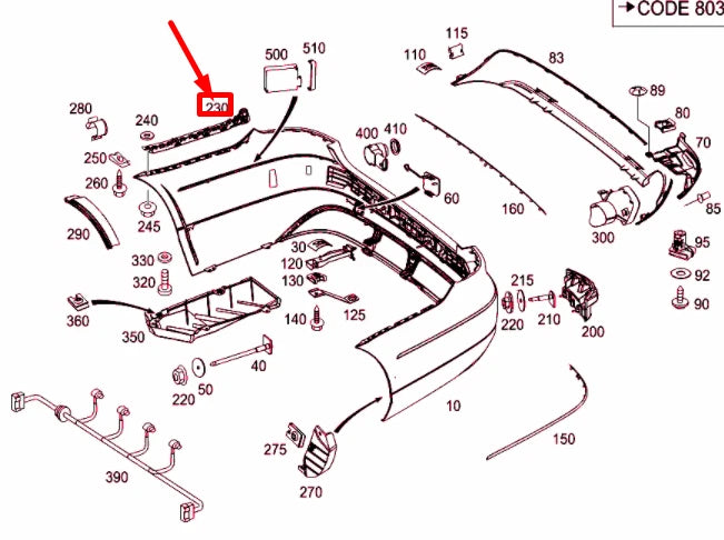 NEW MERCEDES-BENZ E W212 REAR BUMPER LEFT SIDE STABILITY A2128850763 ORIGINAL