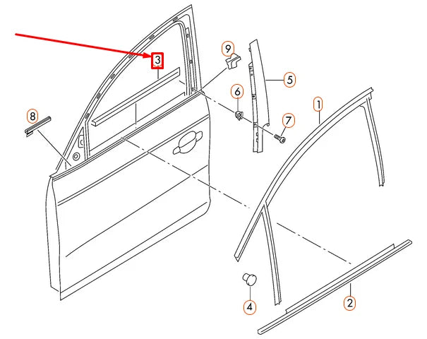 NEW AUDI A4 8K B8 FRONT LEFT INNER WINDOW SLOT SEAL TRIM 8K0837479C